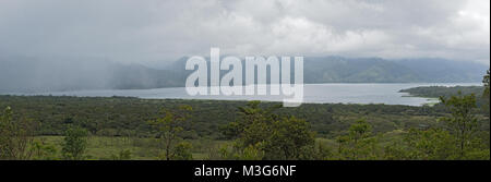 Panoramic view of the Lake Arenal in rainy weather, Costa Rica Stock Photo