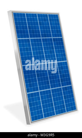 Solar plate collector. Upright three-dimensional photovoltaic panel - illustration on white background. Stock Photo