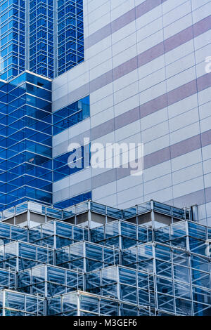 Different sections of Japanese building intersecting Stock Photo