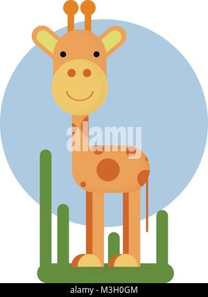 Cartoon giraffe character. Vector illustration isolated on nature background Stock Vector