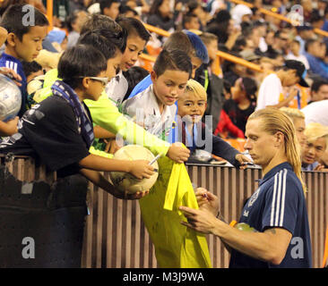 February 10, 2018 - v20 sign autographs for fans during the Pacific Rim Cup Championship game between the Vancouver Whitecaps FC and Hokkaido Consadole Sapporo at Aloha Stadium in Honolulu, Hawaii - Michael Sullivan/CSM Stock Photo