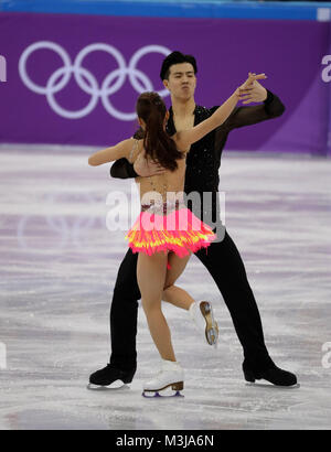 Gangneung, South Korea. 11th Feb, 2018. WANG SHIYUE and LIU XINYU of China in action during the Team Ice Dance, Short Dance event at Gangneung Ice Arena during the 2018 Pyeongchang Winter Olympic Games. Credit: Scott Mc Kiernan/ZUMA Wire/Alamy Live News Stock Photo