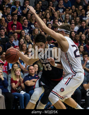 Gonzaga forward Killian Tillie (33) drives as Loyola Marymount forward ...