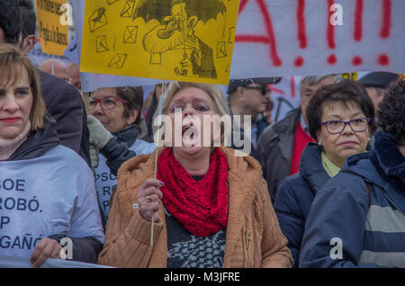 Madrid, Spain. 11th February, 2018. Hundres of people in Madrid protested against corruption and against the frauds of Forum Afinsa asking for the dissolution of Mariano Rajoy’s government. Credit: Lora Grigorova/Alamy Live News Stock Photo