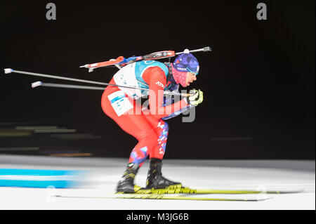 February 11, 2018: Matej Kazar ofÂ Slovakia at Mens 10 kilometre sprint Biathlon at olympics at Alpensia biathlon stadium, Pyeongchang, South Korea. Ulrik PedersenCSM Stock Photo