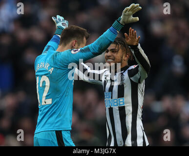 MARTIN DUBRAVKA & DEANDRE YEDLIN NEWCASTLE UNITED V MANCHESTER UNITED NEWCASTLE UNITED V MANCHESTER UNITED PREMIER LEAGUE 11 February 2018 GBB6498 STRICTLY EDITORIAL USE ONLY. If The Player/Players Depicted In This Image Is/Are Playing For An English Club Or The England National Team. Then This Image May Only Be Used For Editorial Purposes. No Commercial Use. The Following Usages Are Also Restricted EVEN IF IN AN EDITORIAL CONTEXT: Use in conjuction with, or part of, any unauthorized audio, video, data, fixture lists, club/league logos, Betting, Games or any 'live' services. Stock Photo