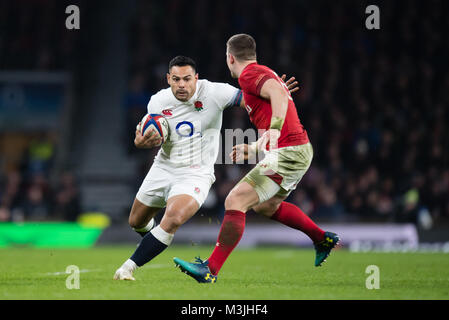 Twickenham, UK. 10th February, 2018: England's Ben Te'o in action during the NatWest 6 Nations match at Twickenham Stadium, UK. Credit:Ashley Western/Alamy Live News Stock Photo