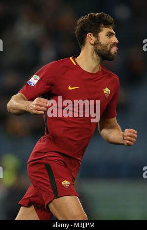 Rome, Italy. 11th Feb, 2018. Stadio Olimpico, Rome, Italy; Serie A Football, Roma versus Benevento; Federico Fazio celebrates after scoring a goal in the 26th minute  Credit: Giampiero Sposito/Alamy Live News Stock Photo