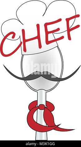 spoon, chef's cap and tie chef logo Stock Vector