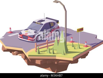 Vector low poly rally racing car Stock Vector