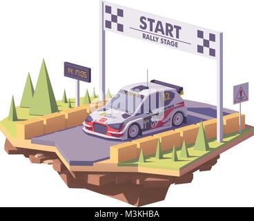 Vector low poly rally racing car Stock Vector