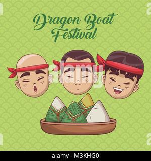 Dragon boat festival cartoon design Stock Vector