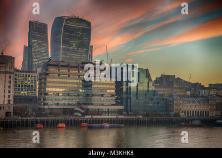 London UK. 24th Jan 2017. City of London skyscrapers at sunrise. © Malcolm Park/Alamy. Stock Photo