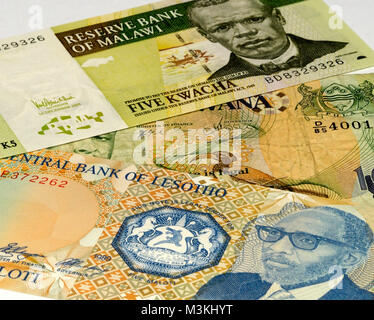 South East Africa Currency Bank Notes Stock Photo