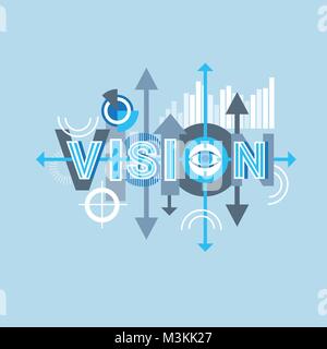 Vision Word Creative Graphic Design Modern Business Concept Over Abstract Geometric Shapes Background Stock Vector
