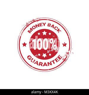 Grunge red money back guarantee word square rubber seal stamp on white ...