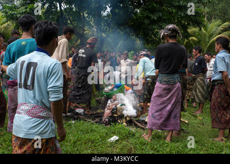 Balinese people bury their dead in a traditional cremation ceremony Stock Photo