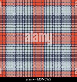 Orange blue check plaid pixel texture. Vector illustration. Stock Vector