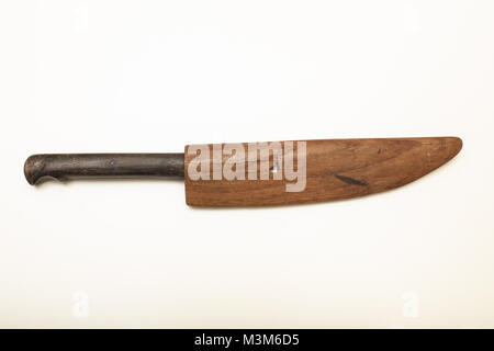 Old knife with a wooden sheath to carry the weapon isolated on a white background with copy space Stock Photo