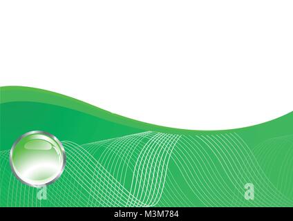 Green advertisement with glass sphere; clip-art Stock Vector