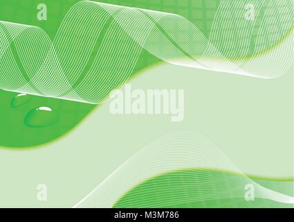 Green waterdrops on card with squares. Vector illustration Stock Vector