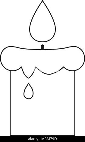 Line art black and white lighted candle icon poster. Stock Vector