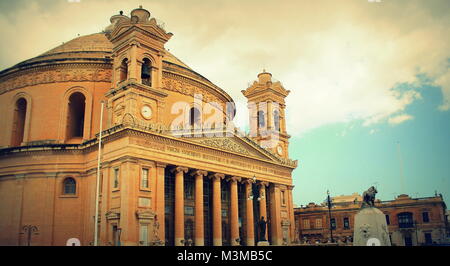 Mosta, Malta - The Church of the Assumption of Our Lady, commonly known as the Rotunda of Mosta or Mosta Dome Stock Photo