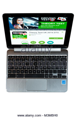 An open Asus Chromebook with the Driving Theory Test app ...