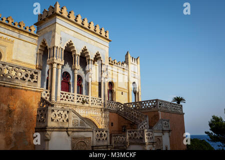 Santa Cesarea Terme (Italy), August 2017. Villa Sticchi, one of the best example of Moorish architectural style in the region of Apulia. Stock Photo