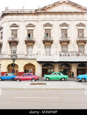 The Old Cine Payret in Havana and its vintage motors Stock Photo