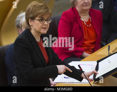 Politicians attends the weekly Scottish First Minister's Questions in Holyrood.  Featuring: Nicola Sturgeon Where: Edinburgh, United Kingdom When: 11 Jan 2018 Credit: Euan Cherry/WENN.com Stock Photo