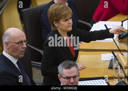Politicians attends the weekly Scottish First Minister's Questions in Holyrood.  Featuring: Nicola Sturgeon Where: Edinburgh, United Kingdom When: 11 Jan 2018 Credit: Euan Cherry/WENN.com Stock Photo