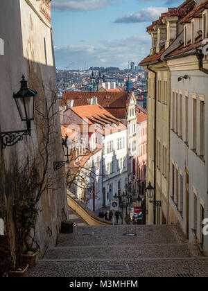 Prague, Czech Republic - January 30, 2018: Radnice stairs at Hradcany Stock Photo