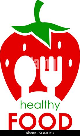 Logo healthy food. Vector illustration of strawberries.  Stock Vector