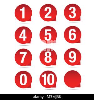 Number set red vector label Stock Vector