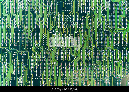 Backside of the green circuit Board. Top view Stock Photo