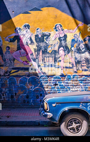 Street art mural about Tango. San Telmo, Buenos Aires, Argentina. Stock Photo
