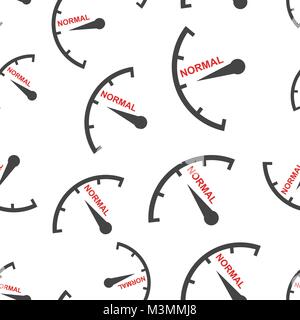 Speedometer, tachometer, fuel normal level meter seamless pattern background icon. Business flat vector illustration. Medium level sign symbol pattern Stock Vector