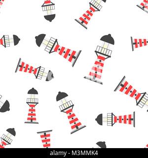 Beacon lighthouse seamless pattern background icon. Business flat vector illustration. Lighthouse sign symbol pattern. Stock Vector
