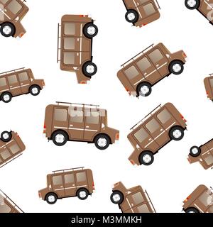 Suv car seamless pattern background icon. Business flat vector illustration. Car sign symbol pattern. Stock Vector