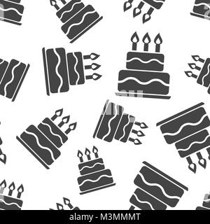 Birthday cake seamless pattern background icon. Business flat vector illustration. Pie muffin sign symbol pattern. Stock Vector