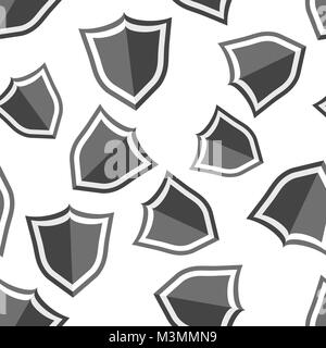 Shield protection seamless pattern background icon. Business flat vector illustration. Shield sign symbol pattern. Stock Vector