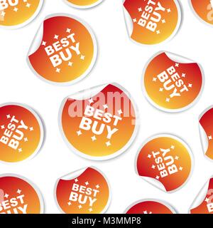 Best buy sticker seamless pattern background icon. Business flat vector illustration. Shopping sale sign symbol pattern. Stock Vector