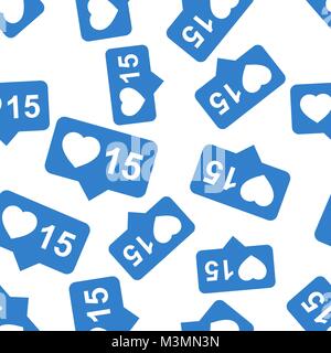 Like, comment, follower seamless pattern background icon. Business flat vector illustration. Social network sign symbol pattern. Stock Vector