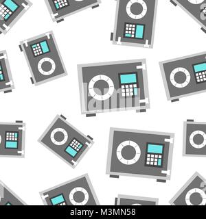 Money safe box seamless pattern background icon. Business flat vector illustration. Money protect sign symbol pattern. Stock Vector