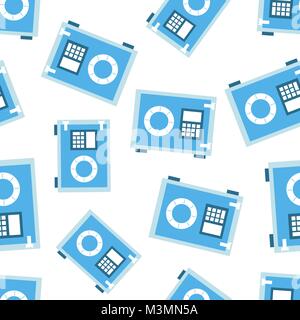 Money safe box seamless pattern background icon. Business flat vector illustration. Money protect sign symbol pattern. Stock Vector