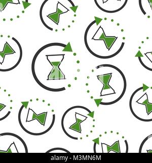 Hourglass time icon seamless pattern background. Business flat vector illustration. Hourglass sign symbol pattern. Stock Vector