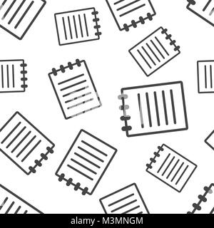 Document seamless pattern background. Business flat vector illustration. Note page sign symbol pattern. Stock Vector