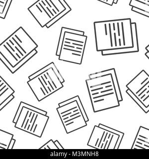 Document seamless pattern background. Business flat vector illustration. Note page sign symbol pattern. Stock Vector