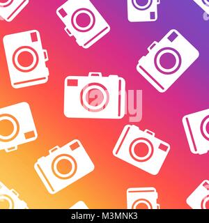 Camera seamless pattern background. Business flat vector illustration. Camera sign symbol pattern. Stock Vector
